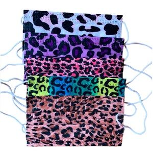 5 Piece Leopard Print Mask Set Unisex Color Multi